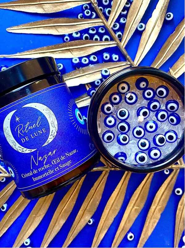 Bougie Oeil de Nazar protection puissante contre le mauvais œil et les énergies négatives